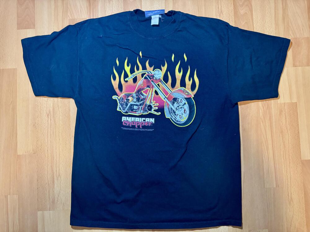 Vintage American Chopper Shirt Mens Extra Large Fire Motorcycle TV 2004 00s